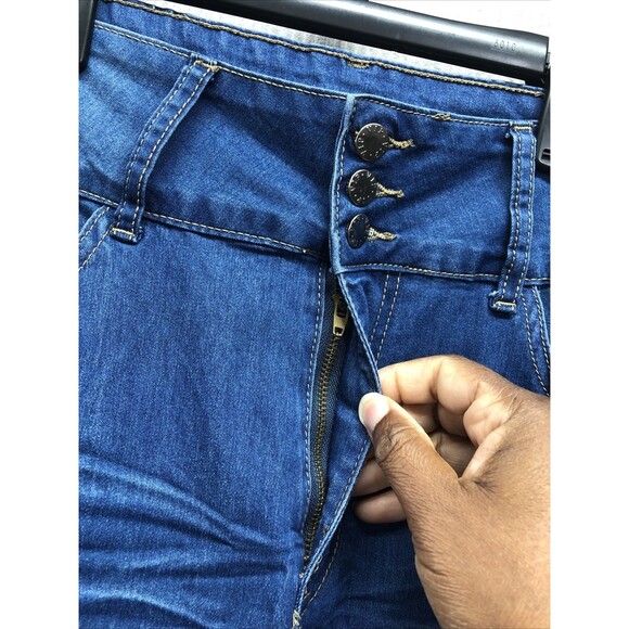 VIP Juniors Jeggings Size 13/31 Distressed Zip Triple Button Closure - Picture 6 of 16